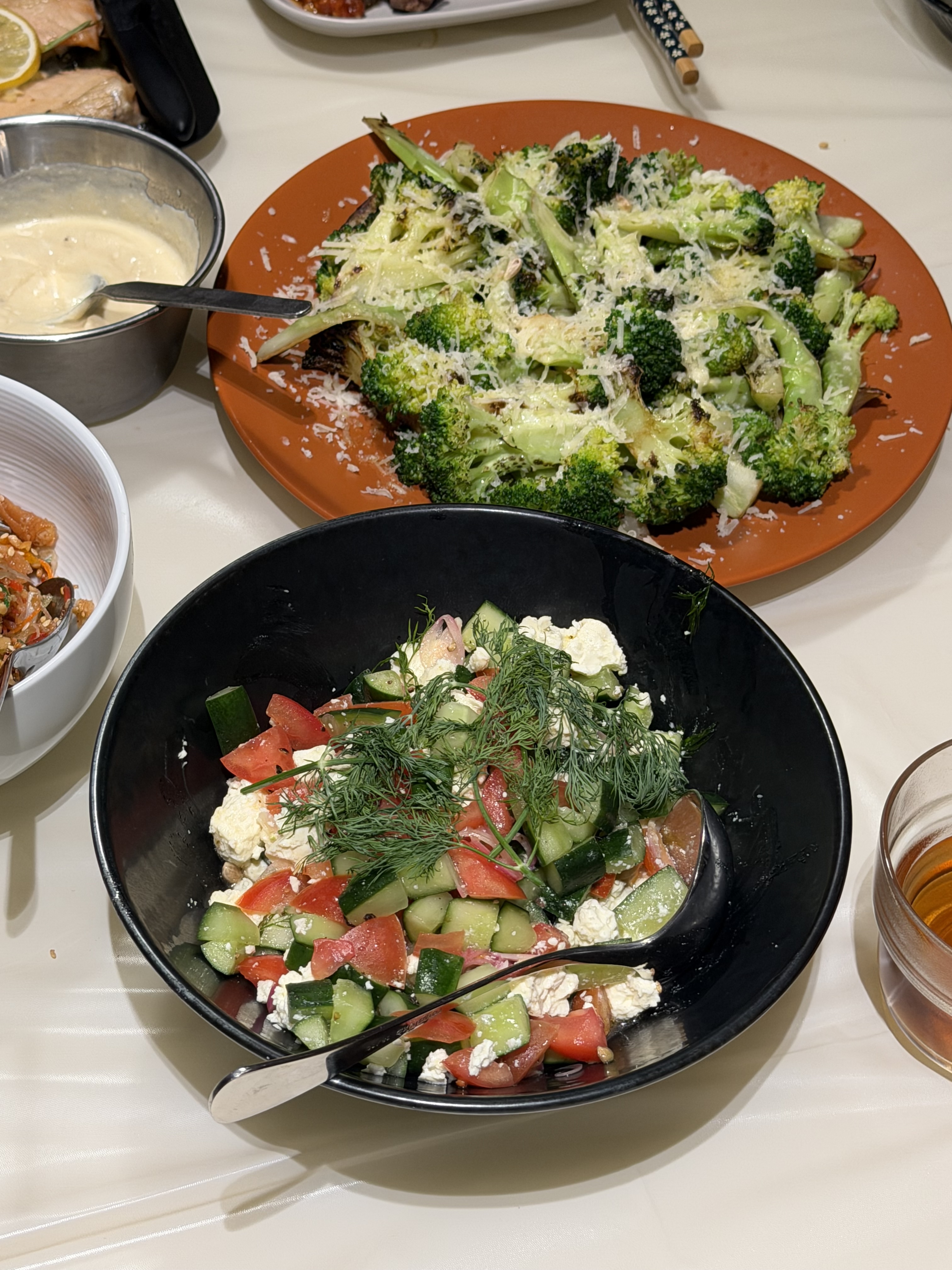 Mediterranean-ish dinner spread